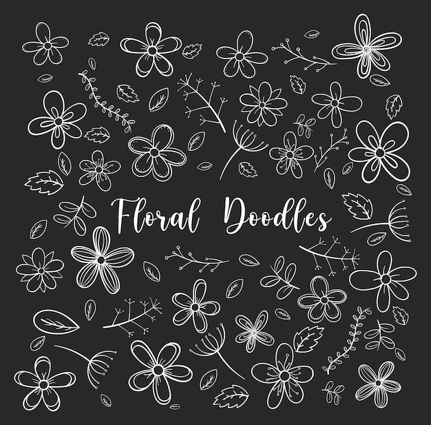 Free Vector hand drawn floral doodle icons set