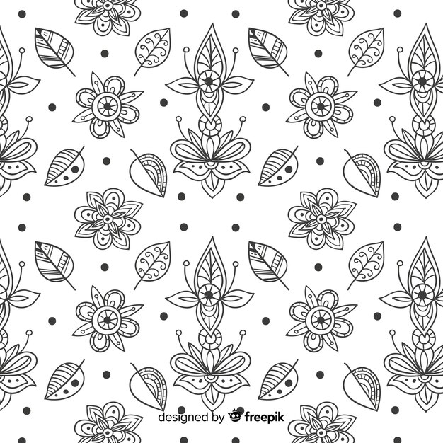 Hand drawn floral element pattern