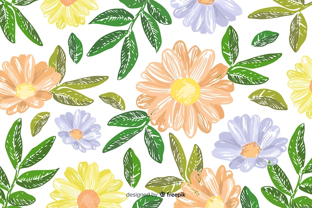 Hand drawn floral embroidery background