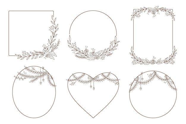 Hand drawn floral frame collection