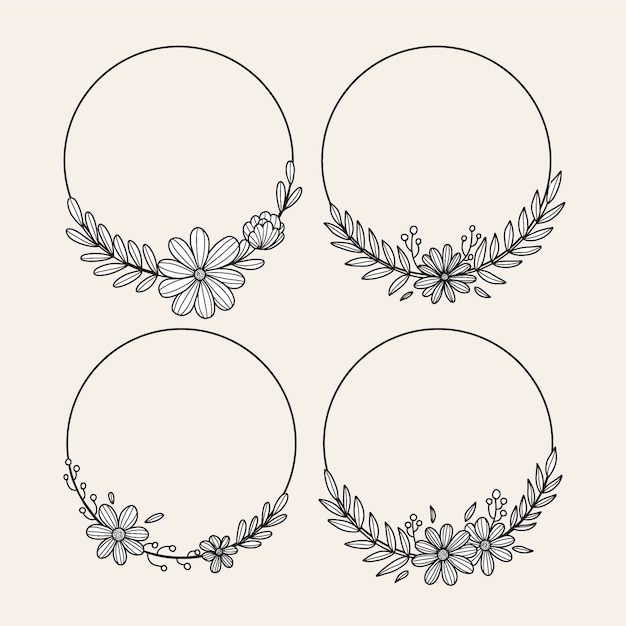 Hand drawn floral frame collection