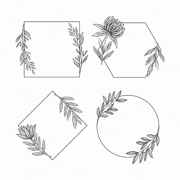 Free vector hand drawn floral frame collection