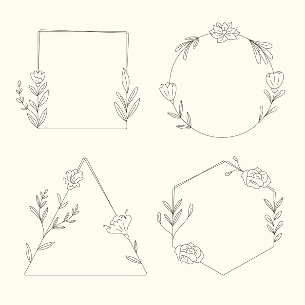 Hand drawn floral frame collection