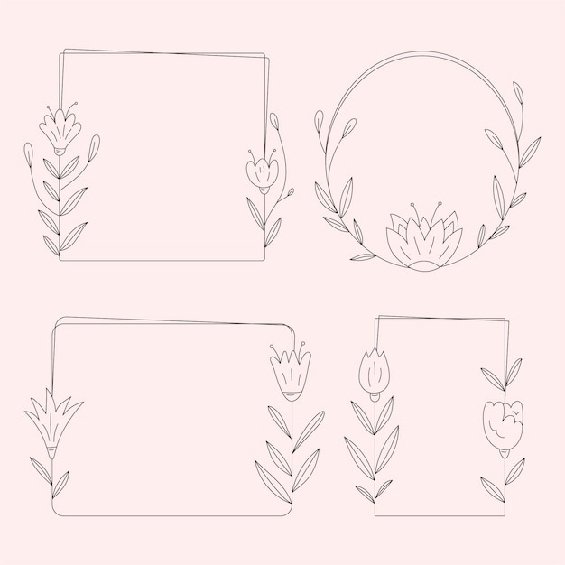 Hand drawn floral frame collection