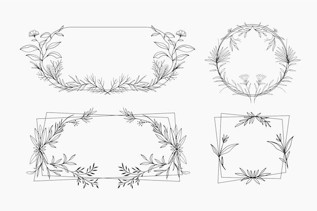 Hand drawn floral frame collection