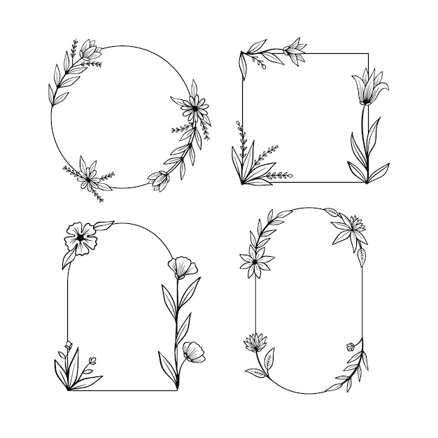 Free vector hand drawn floral frame collection