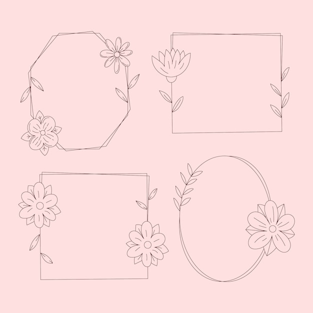 Free vector hand drawn floral frame collection