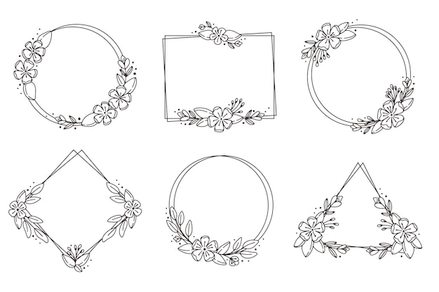 Hand drawn floral frame collection