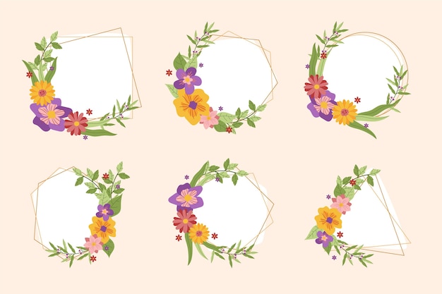 Hand drawn floral frame collection