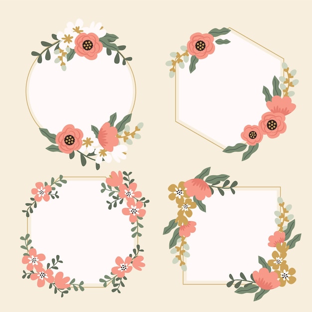 Hand drawn floral frame collection