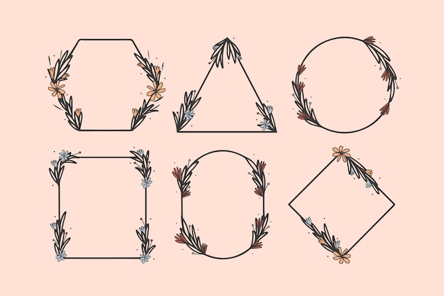 Free Vector hand drawn floral frame collection