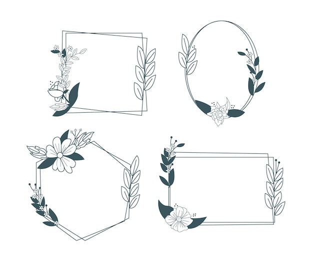 Free Vector hand drawn floral frame collection