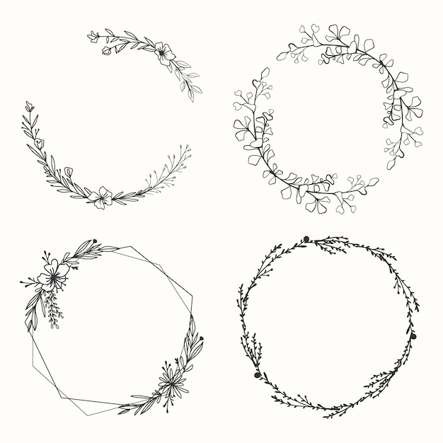 Hand drawn floral frame collection