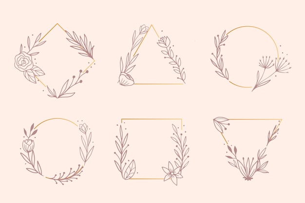 Free vector hand drawn floral frame collection