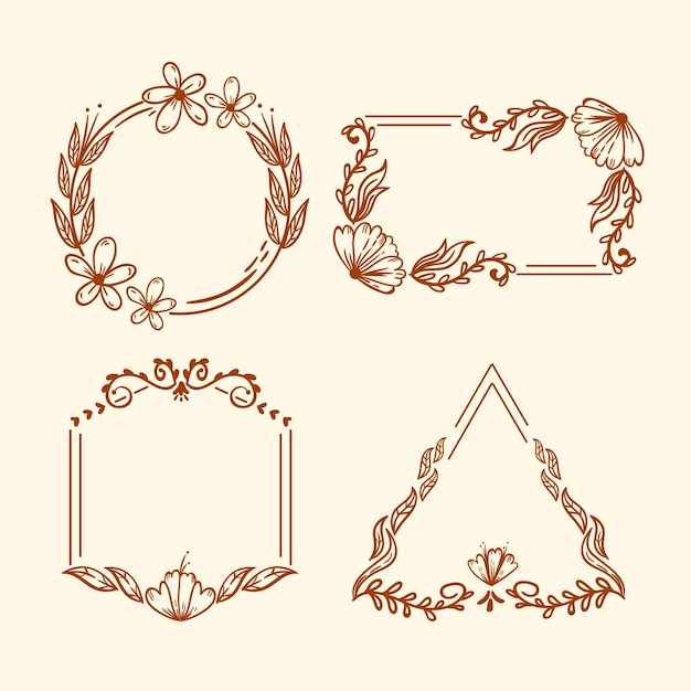 Hand drawn floral frame collection