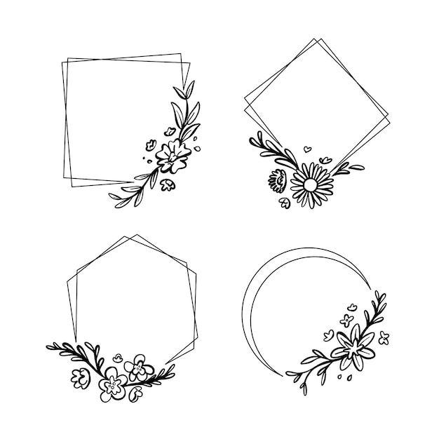 Hand drawn floral frame collection