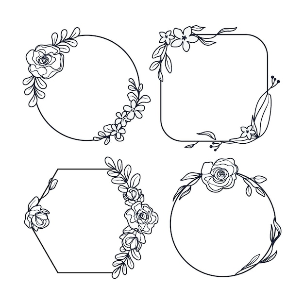 Free Vector hand drawn floral frame collection