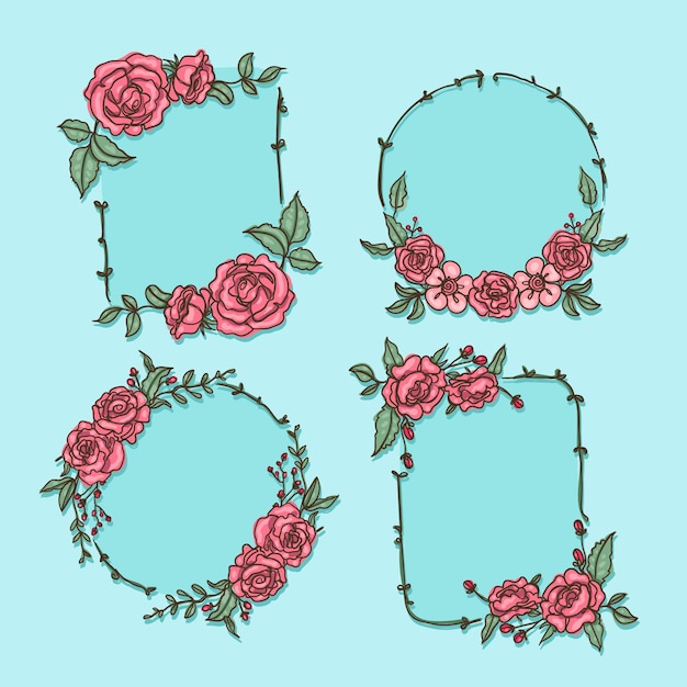 Free Vector hand drawn floral frame collection