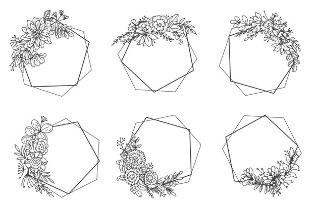 Hand drawn floral frame collection