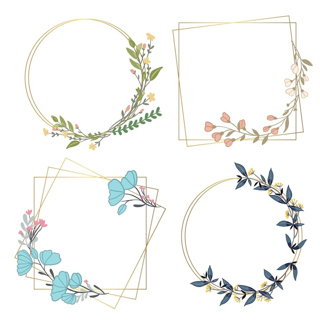 Hand drawn floral frame collection