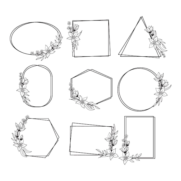 Free vector hand drawn floral frame collection