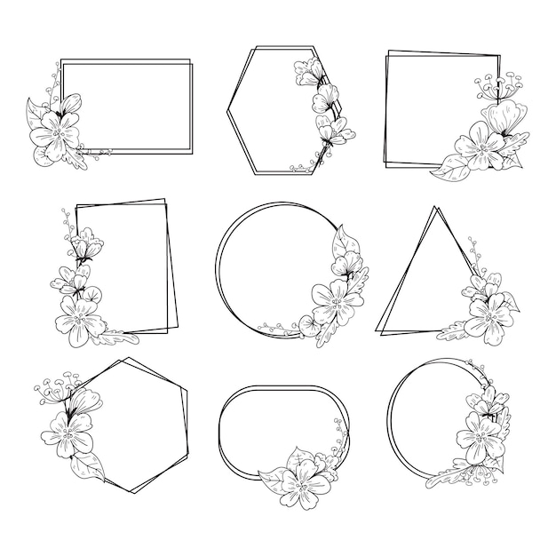 Free Vector hand drawn floral frame collection