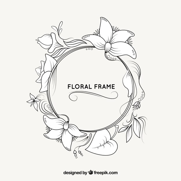 Hand drawn floral frame design