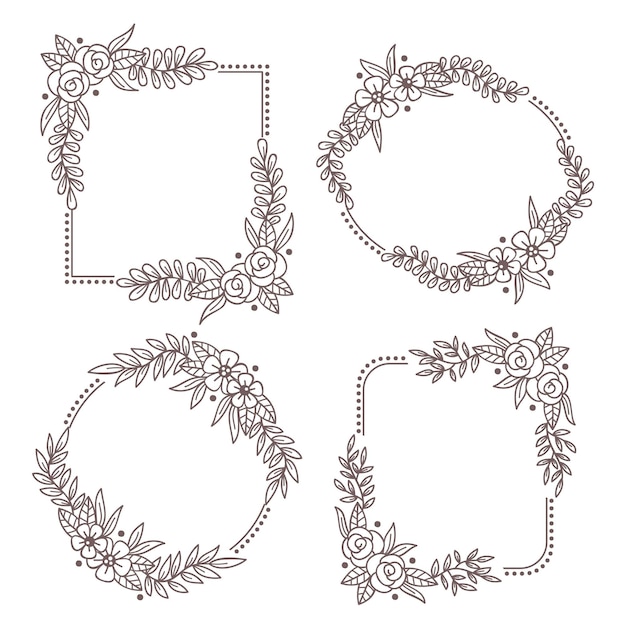 Free Vector hand drawn floral frame pack