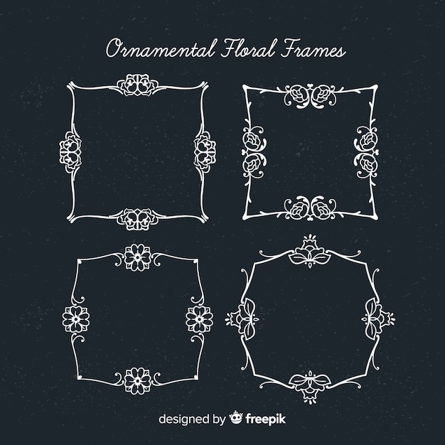 Hand drawn floral frame set