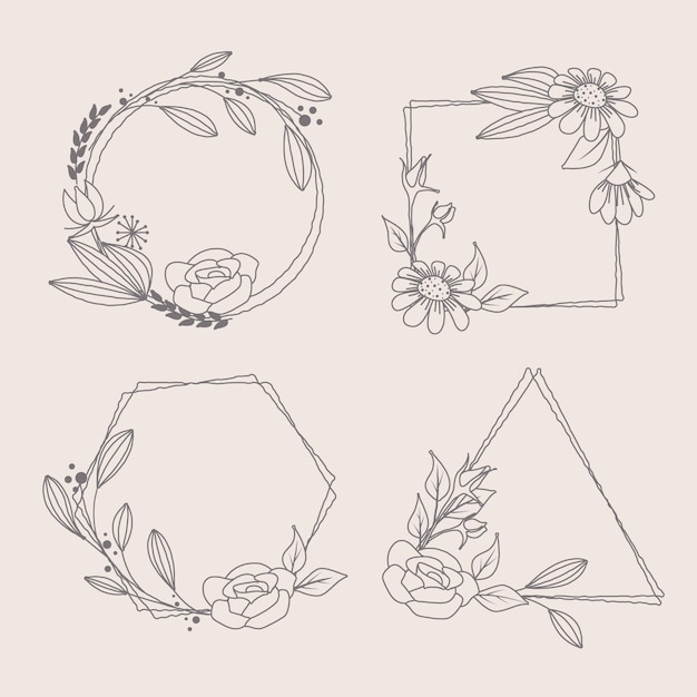 Free Vector hand drawn floral frame set