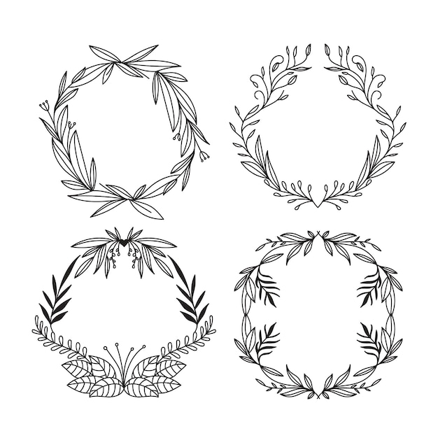 Free Vector hand drawn floral frame set