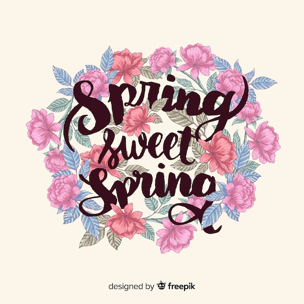 Free vector hand drawn floral frame spring background