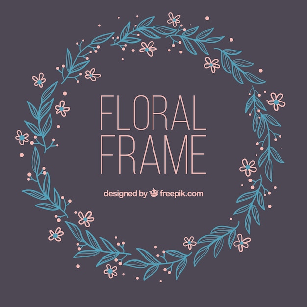 Hand drawn floral frame with circular design