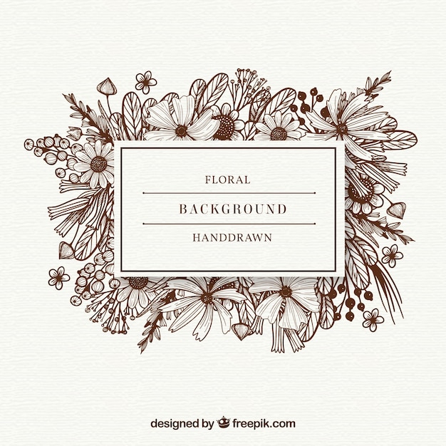 Free vector hand drawn floral frame with elegant style