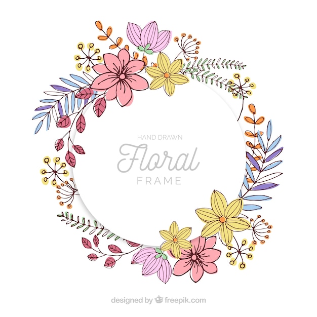 Hand drawn floral frame with lovely style