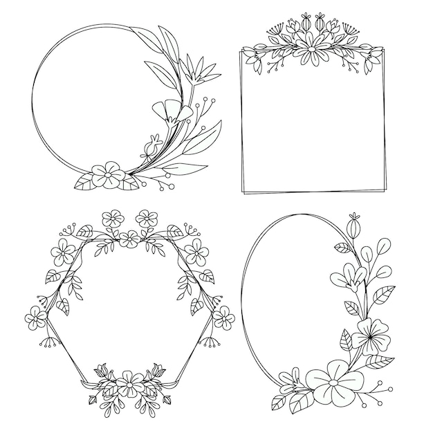 Hand drawn floral frames