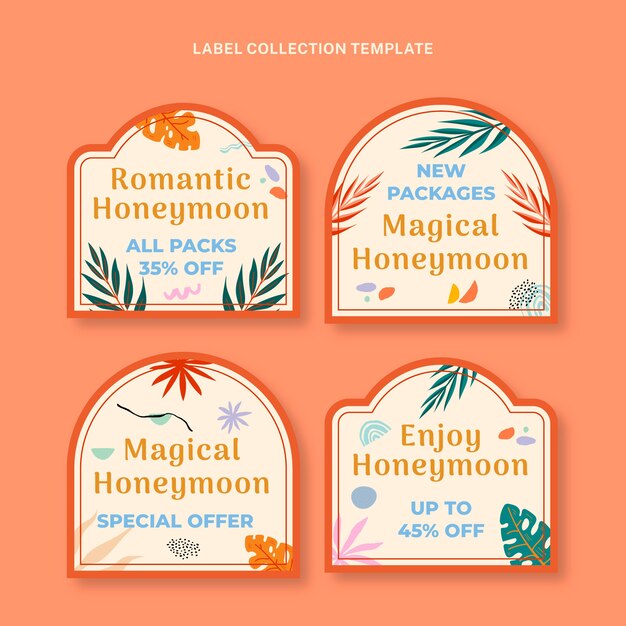 Hand drawn floral honeymoon labels