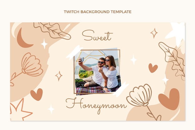 Free Vector hand drawn floral honeymoon twitch background