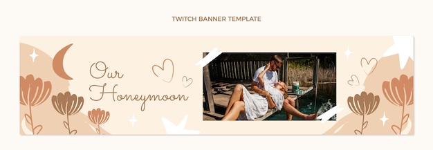 Hand drawn floral honeymoon twitch banner