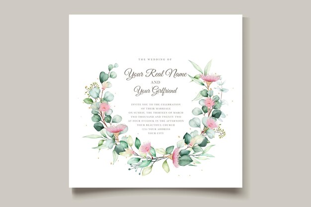 hand drawn floral and leaves invitation card set