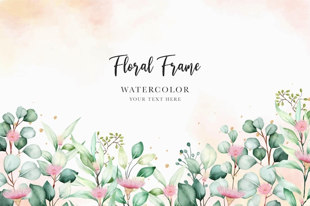 Free Vector hand drawn floral and leaves wreath background design