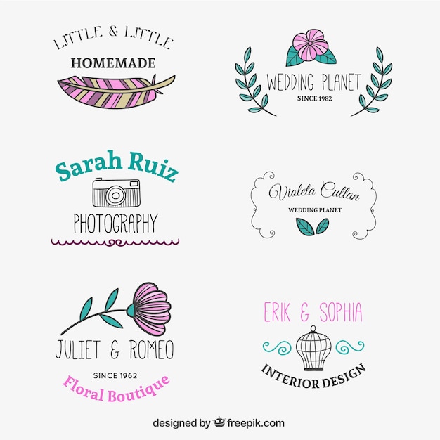 Free Vector hand drawn floral logos