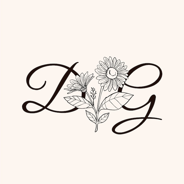 Hand drawn floral monogram logo