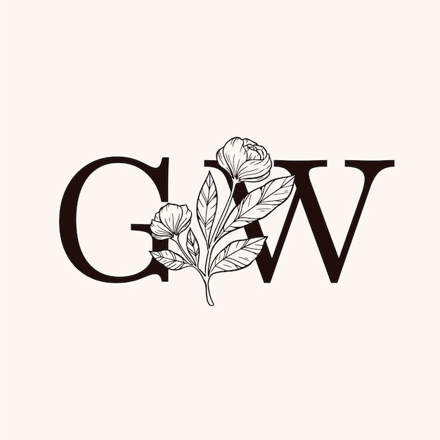 Hand drawn floral monogram logo