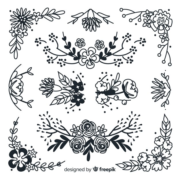 Hand drawn floral ornament collection