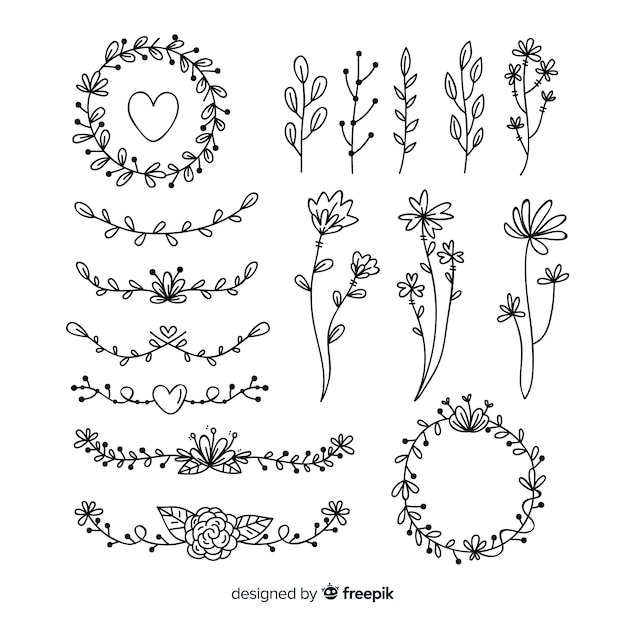 Free vector hand drawn floral ornament collection