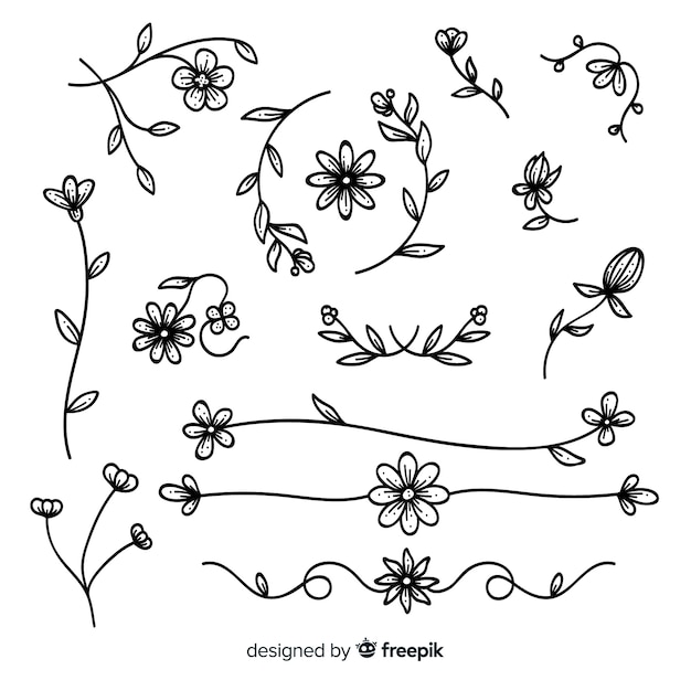 Free Vector hand drawn floral ornament collection