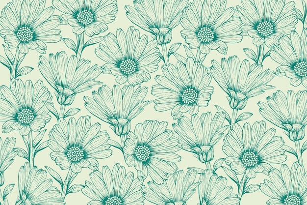 Free vector hand drawn floral outline background