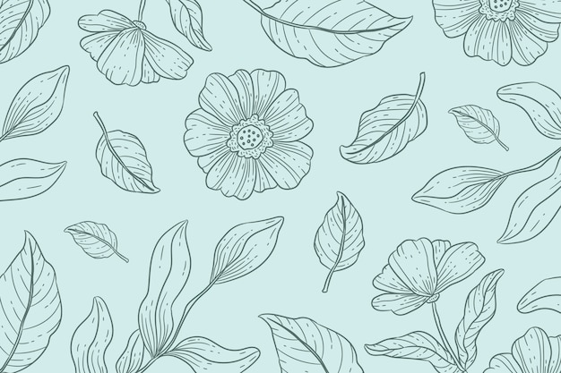 Hand drawn floral outline background