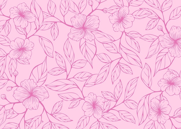 Hand drawn floral outline background